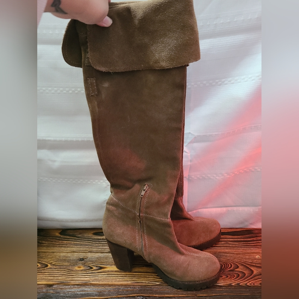 Brown Leather Knee-High Boots Womens Size 8.5M
